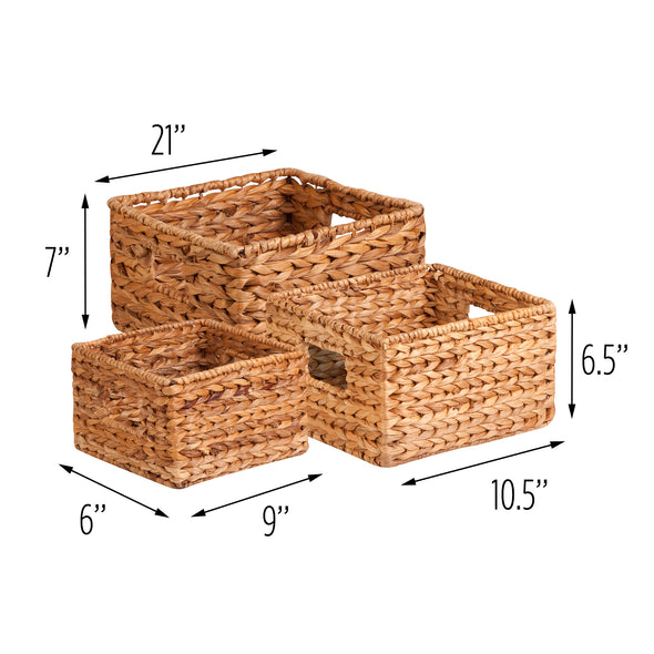 Natural Water Hyacinth Nested Baskets (Set of 3)