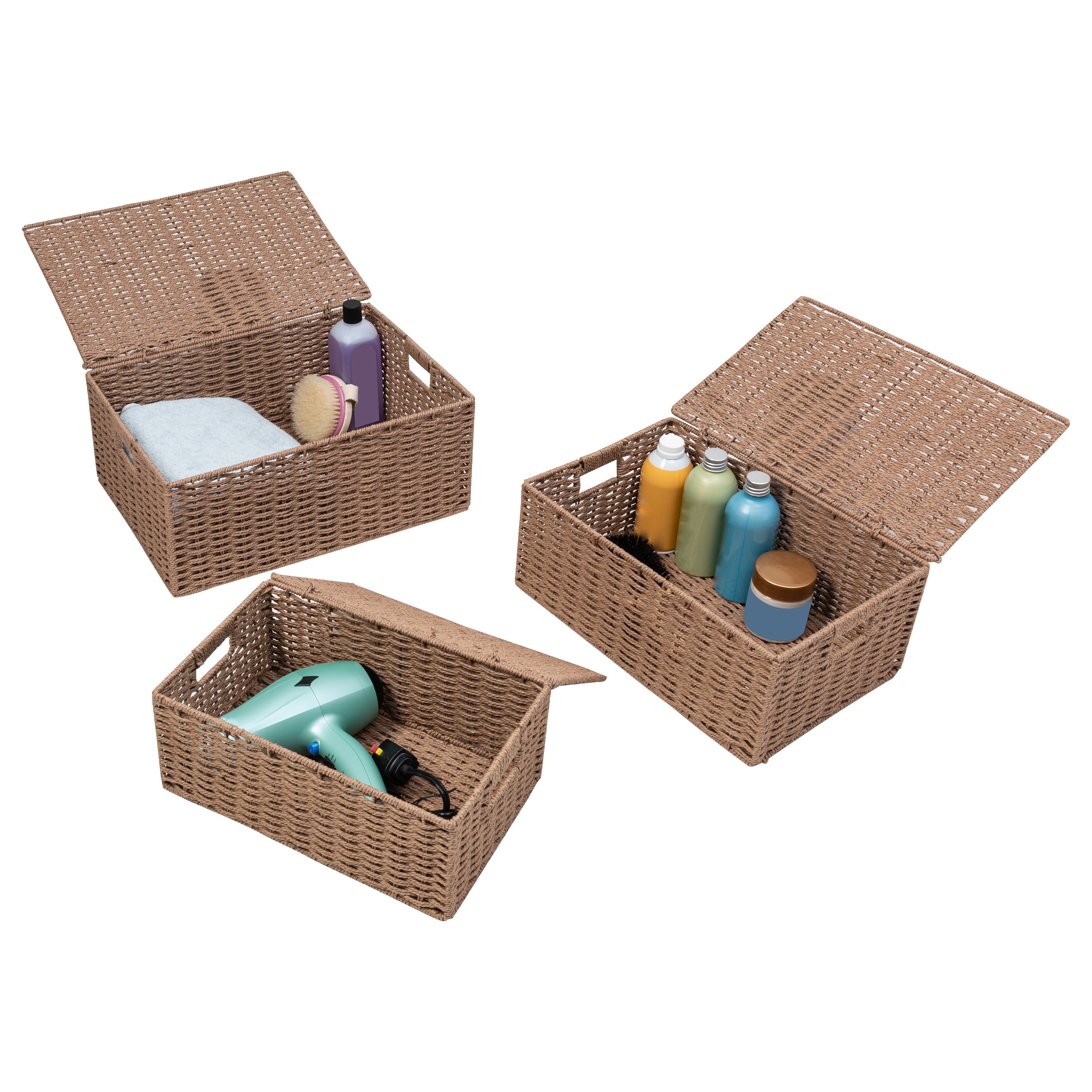 Honey-Can-Do 3-Piece Paper Rope Cord Basket Set
