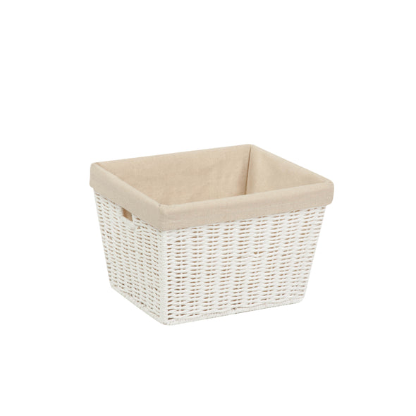 White Paper Rope Medium Storage Basket with Liner