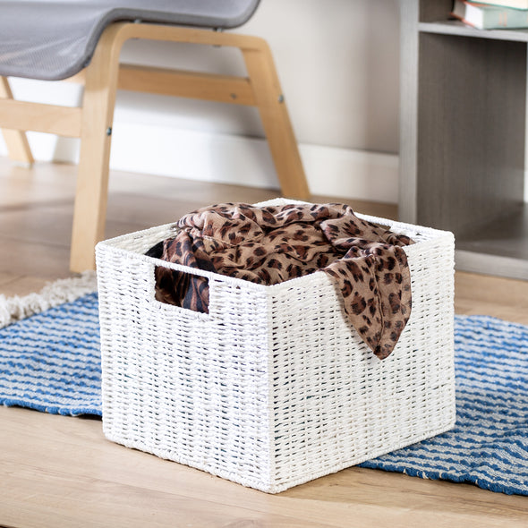 Crate provides endless storage options for any room and its neutral color matches any décor