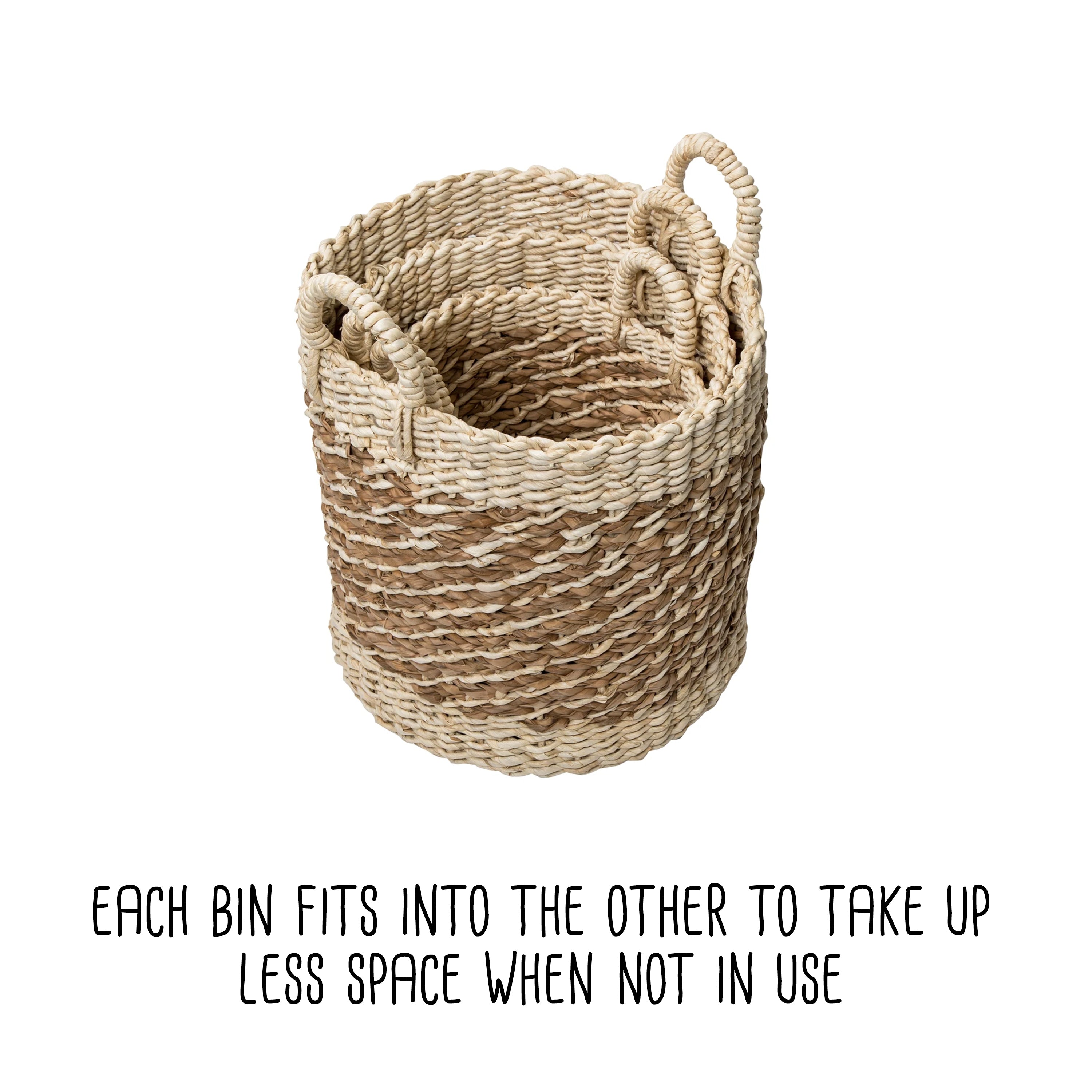 Latitude Run® Handmade Wicker Storage Baskets Set Shelf Baskets