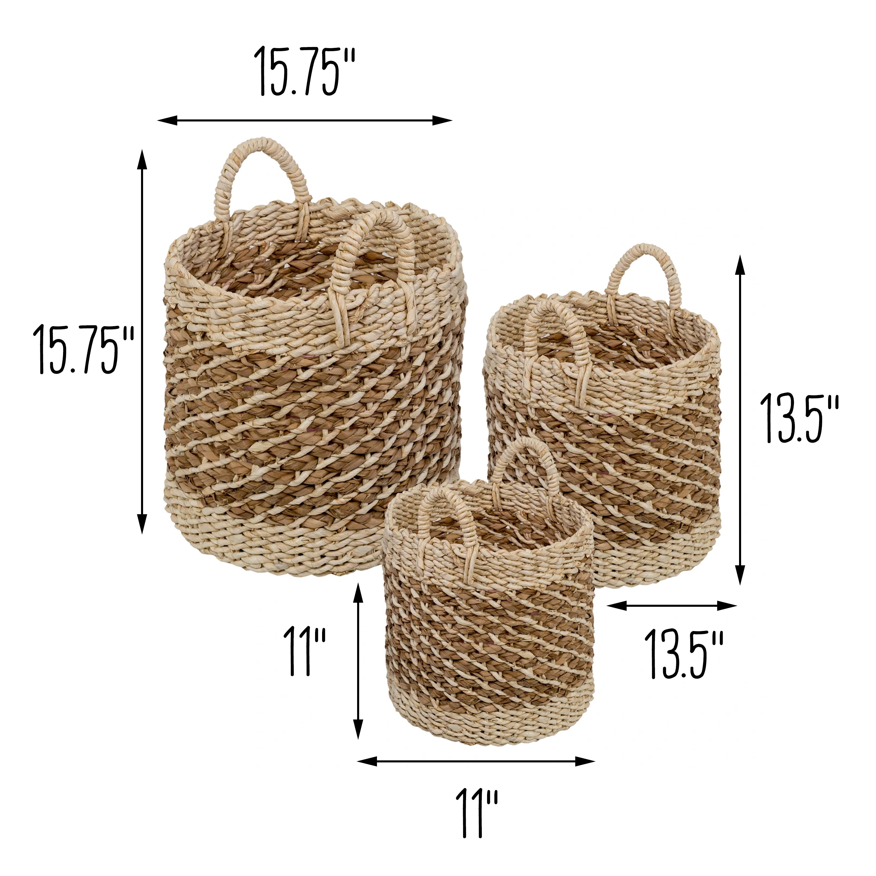 Latitude Run® Handmade Wicker Storage Baskets Set Shelf Baskets
