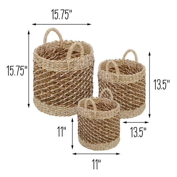 Natural Seagrass Woven Nesting Baskets (Set of 3)