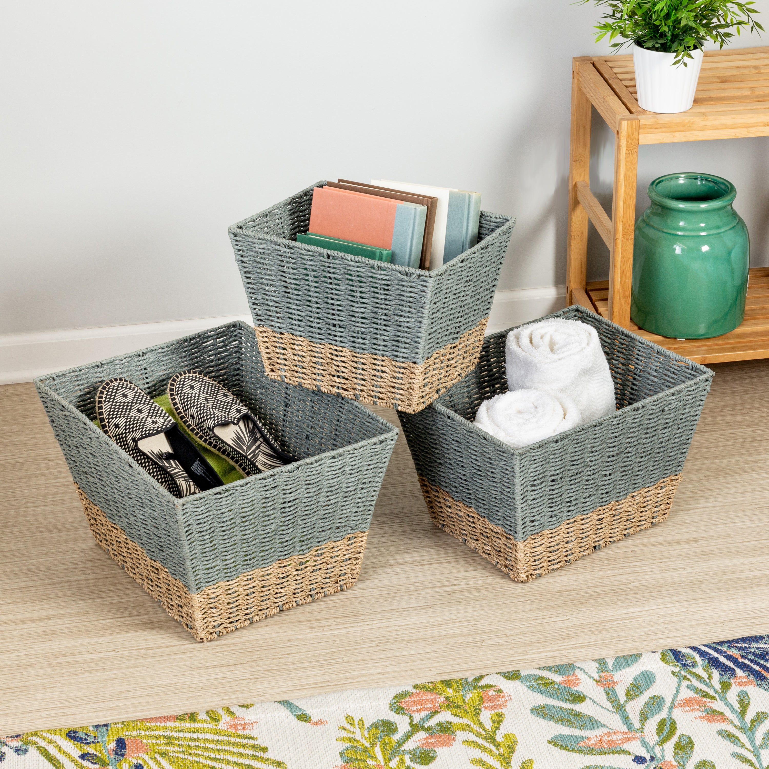 Household Essentials, Natural, Nesting Seagrass Heart Baskets, Set of 2