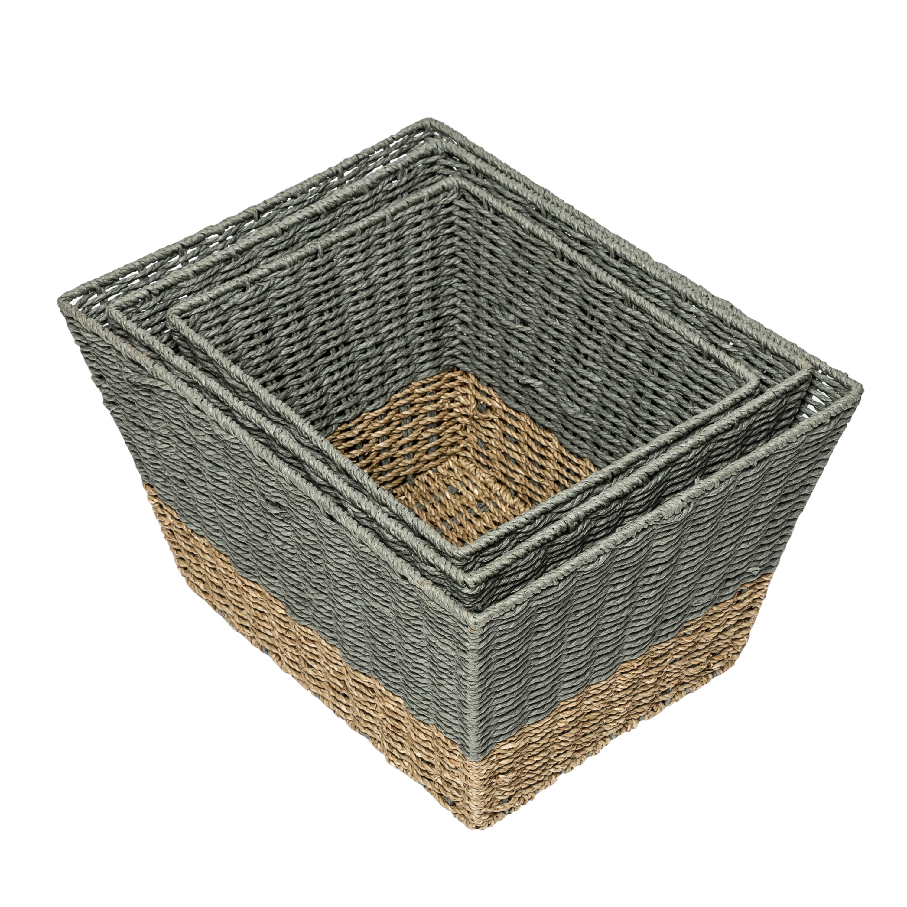 3 Section Bathroom Basket Wicker Baskets for Shelves Seagrass