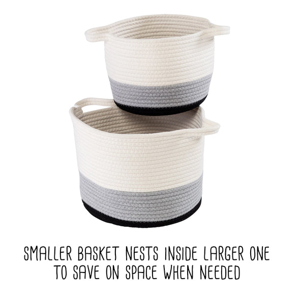 Black/White Ombré Cotton Rope Nesting Basket (Set of 2)