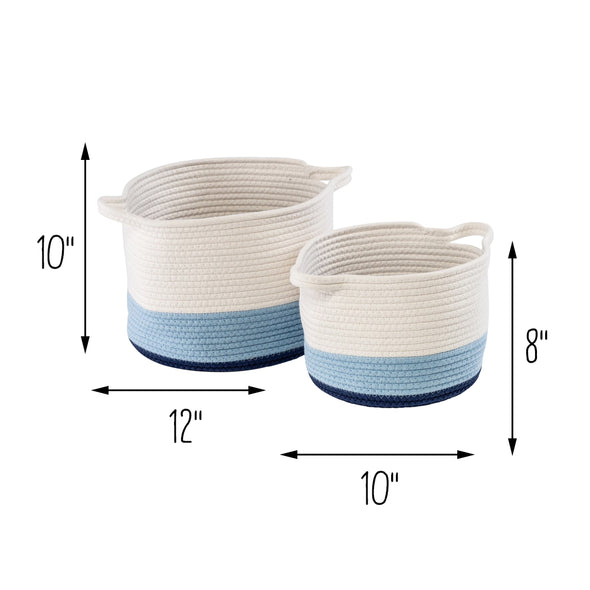 Blue/White Ombré Cotton Rope Nesting Basket (Set of 2)