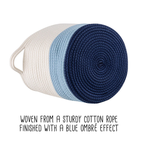 Blue/White Ombré Cotton Rope Nesting Basket (Set of 2)