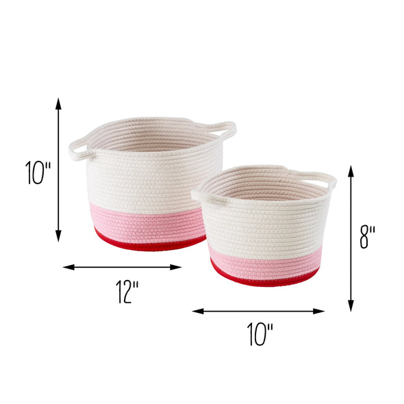 Red/White Ombré Cotton Rope Nesting Basket (Set of 2)