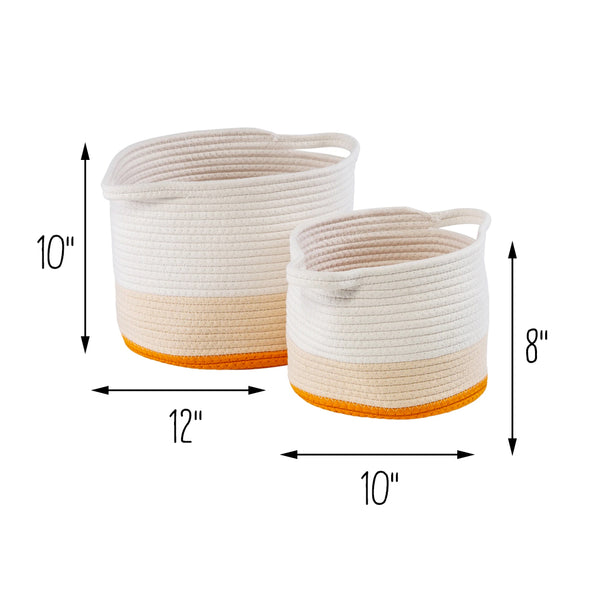 Yellow/White Ombré Cotton Rope Nesting Basket (Set of 2)