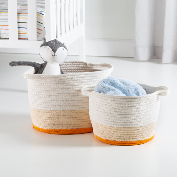 Yellow/White Ombré Cotton Rope Nesting Basket (Set of 2)