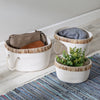 White/Natural Cotton Rope Nesting Baskets with Fringe (Set of 3)