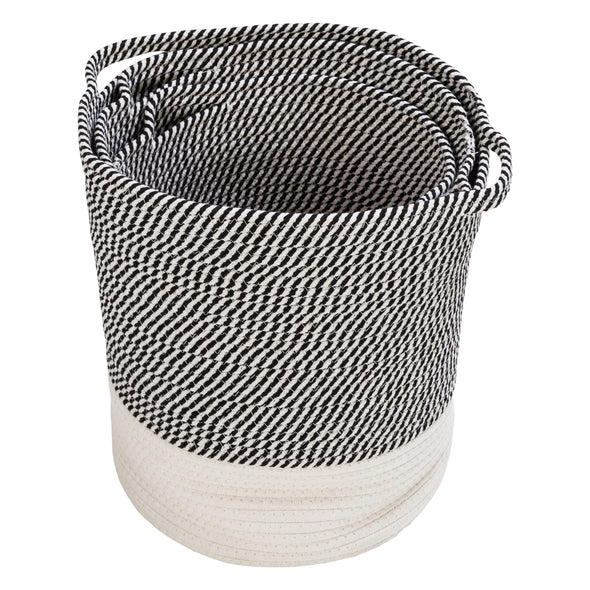 Gray/White Cotton Rope Nesting Baskets (Set of 3)