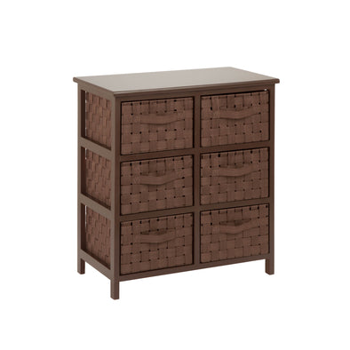 Brown Woven 6-drawer Storage Chest