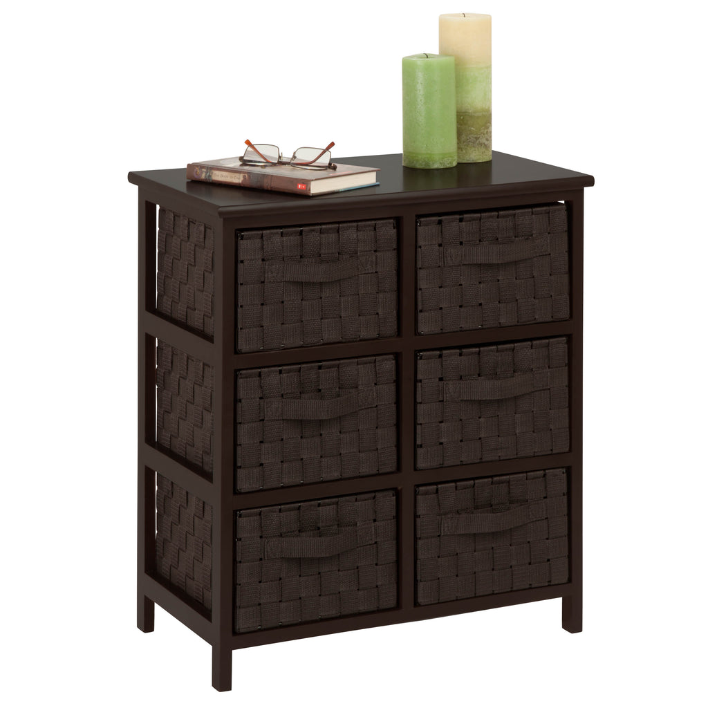 Black Woven 6-Drawer Storage Chest