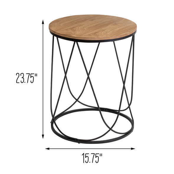 Black/Natural Round Accent Table