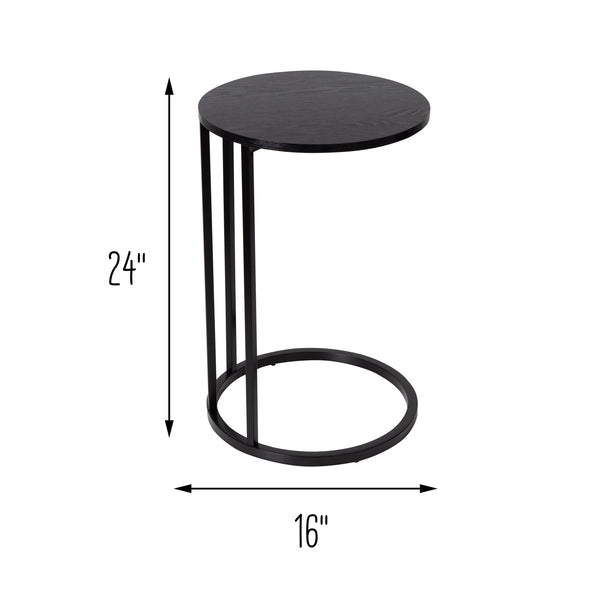 Black Round C-Shape End Table