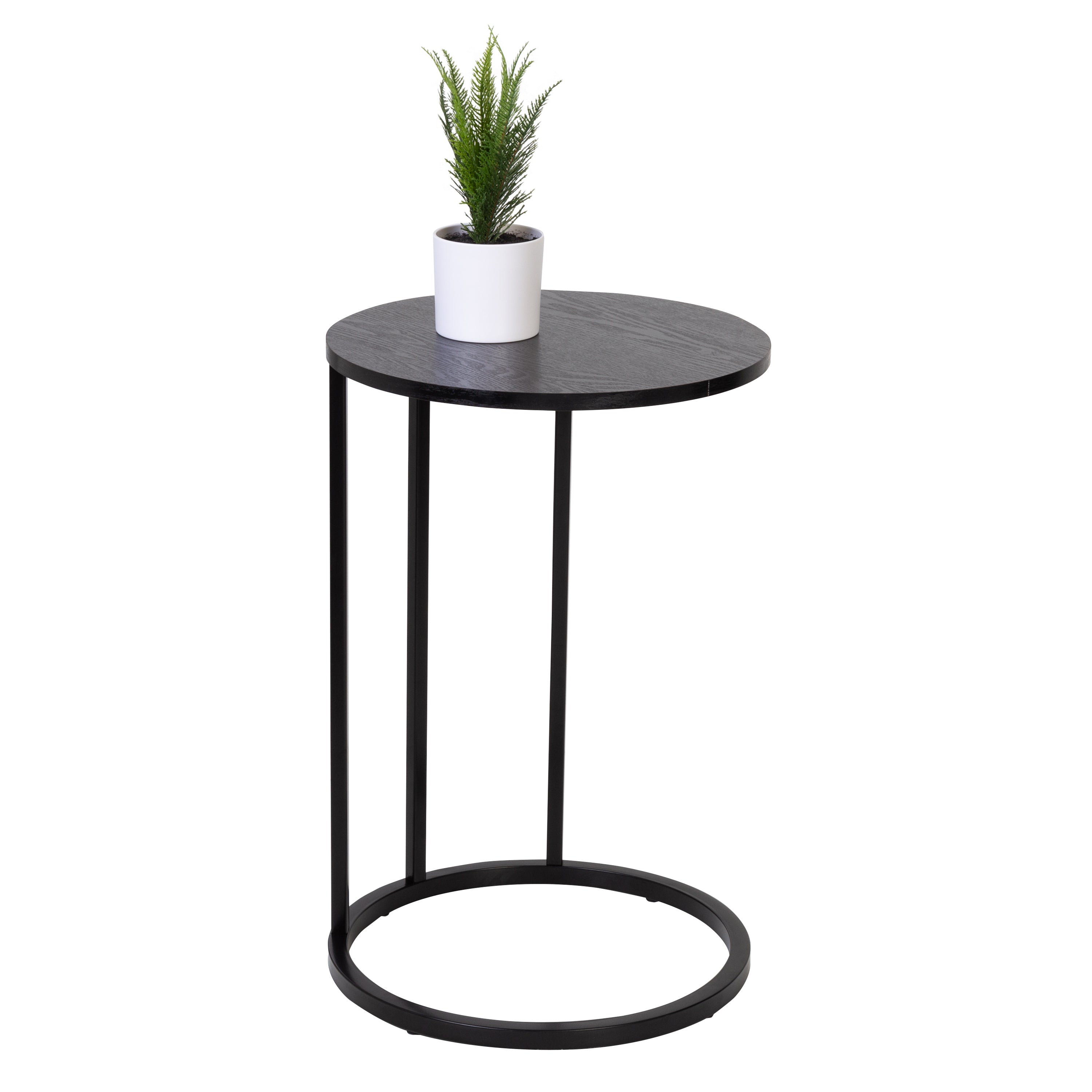 Black Round Bedside Table