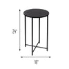 Black Round Side Table with X-Pattern Base