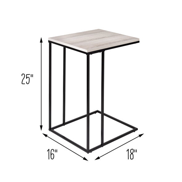 Natural/Black Square C-Shape End Table