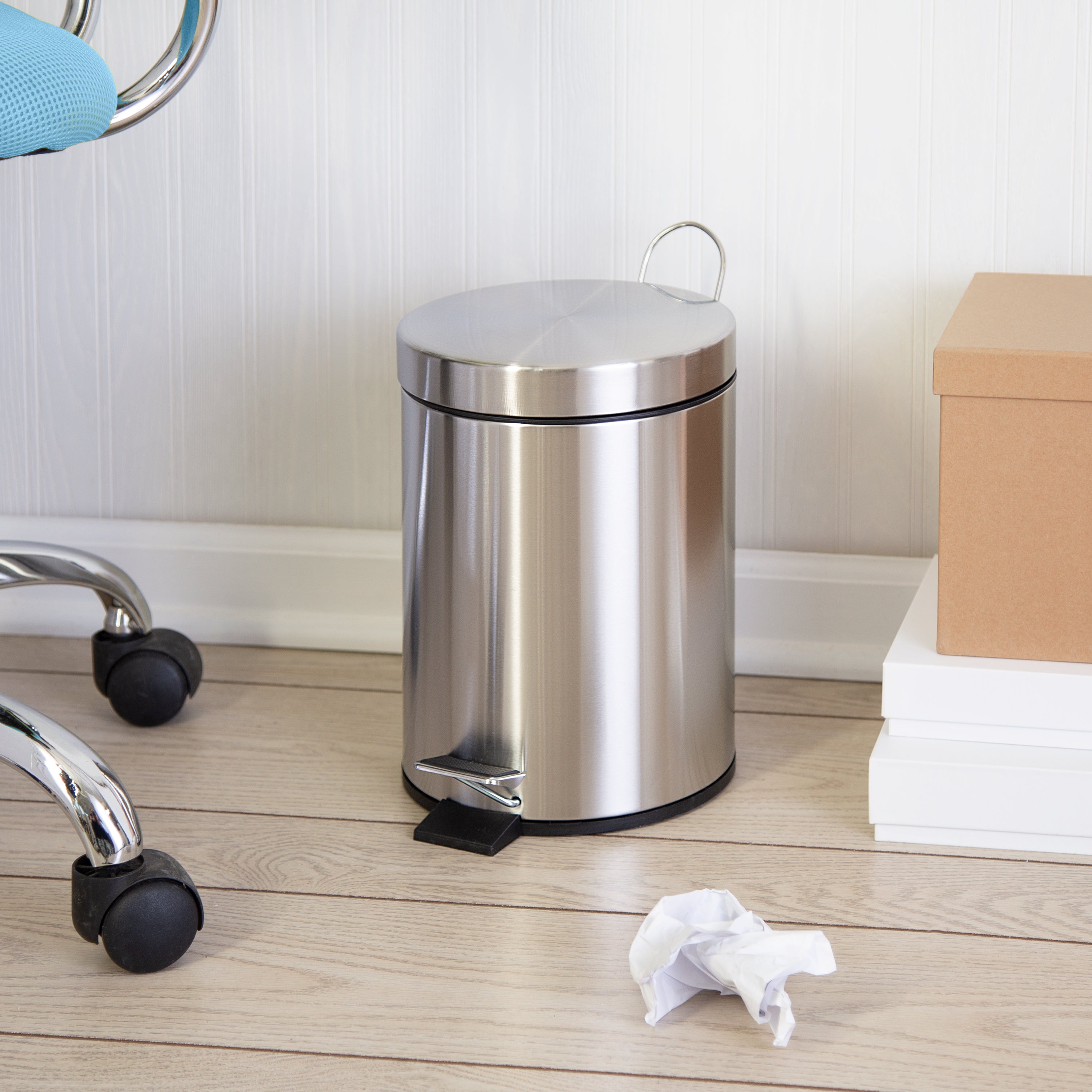 at Home 30L Stainless Steel Trash Can with Bonus 5L Trash Bin