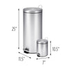 Silver Stainless Steel 30L and 3L Step Trash Cans (Set of 2)