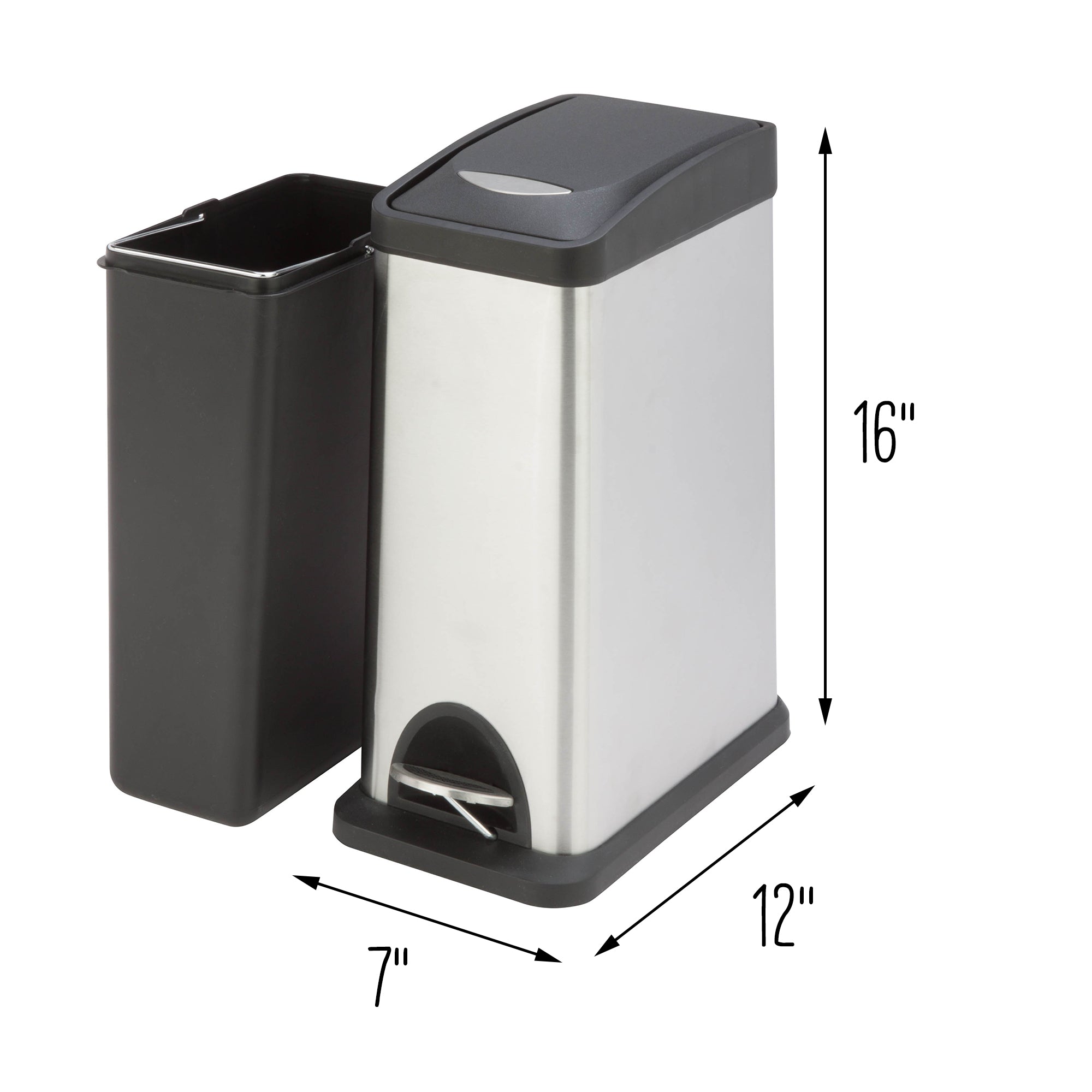 Honey-Can-Do 50L Large Stainless Steel Step Trash Can 