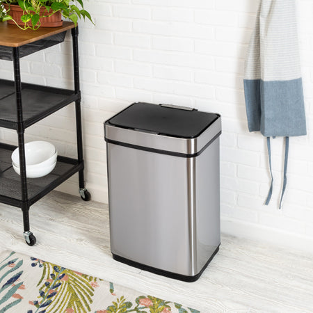 50L Touch Top Bin Black plastic kitchen bin recycling bin press top waste  trash