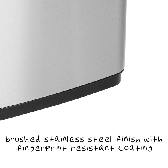 Brushed stainless steel finish with fingerprint-resistant coating