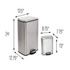 Silver 30L and 5L Stainless Steel Step Trash Cans (Set of 2)