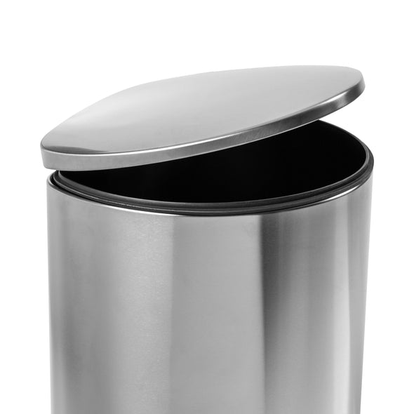 Silver 40L Stainless Steel Semi-Round Step Trash Can with Lid