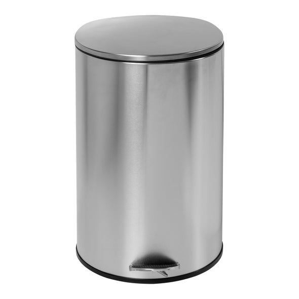 Silver 40L Stainless Steel Semi-Round Step Trash Can with Lid