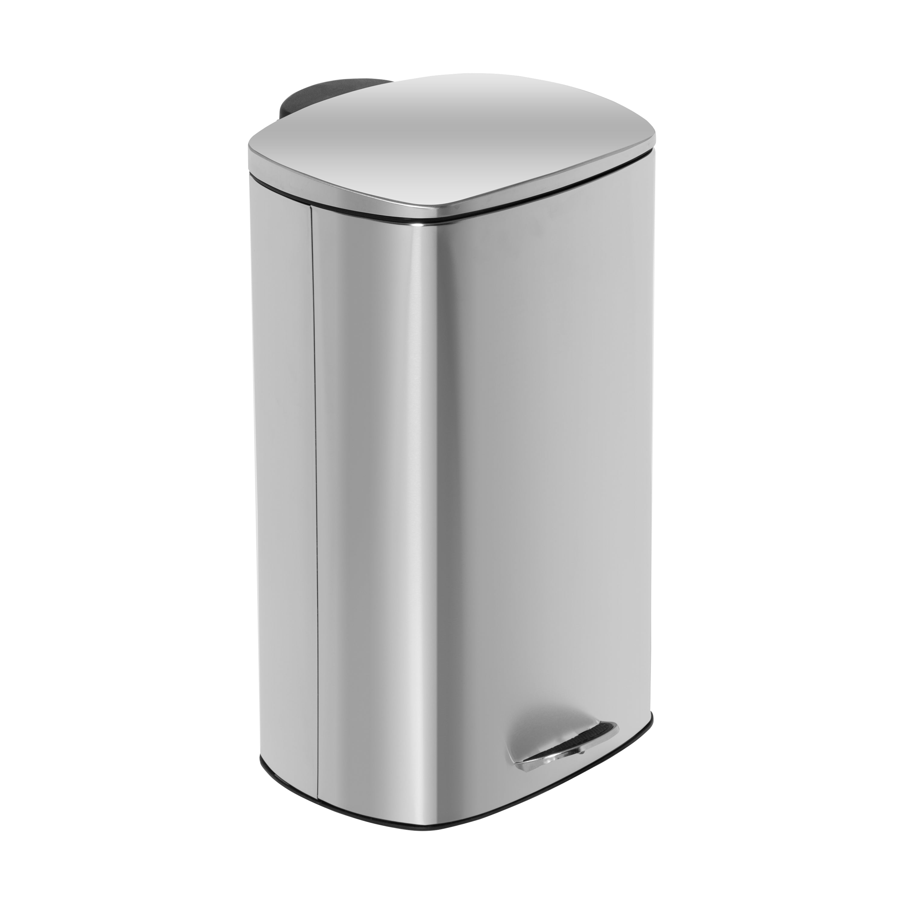 13 Gallon Step Trash Can/Waste Container, Pack of 3, Black or Silver