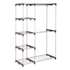 Silver/Black Freestanding Closet with Double Bar and Shelves