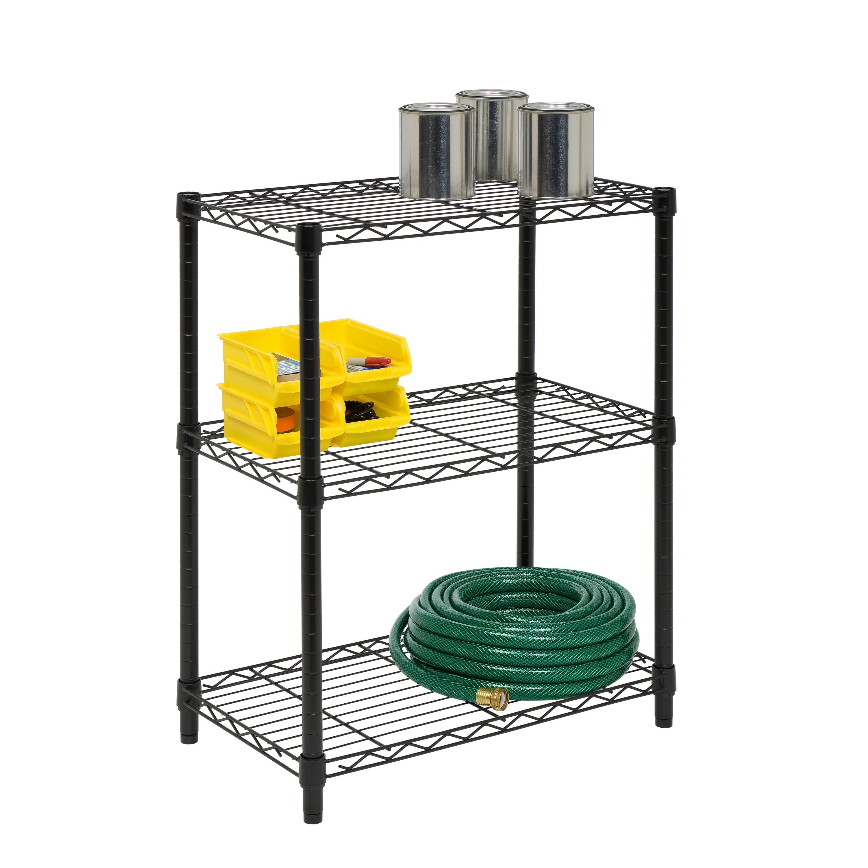 Black 3 Tier Heavy Duty Adjustable Shelving Unit