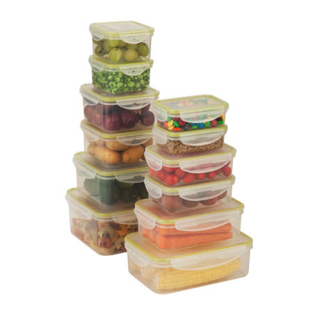 Aoibox 24-Piece Food Storage Containers with Snap Lids and Airtight Lids Set, Leak Proof and Microwave Safe, Red, Clear
