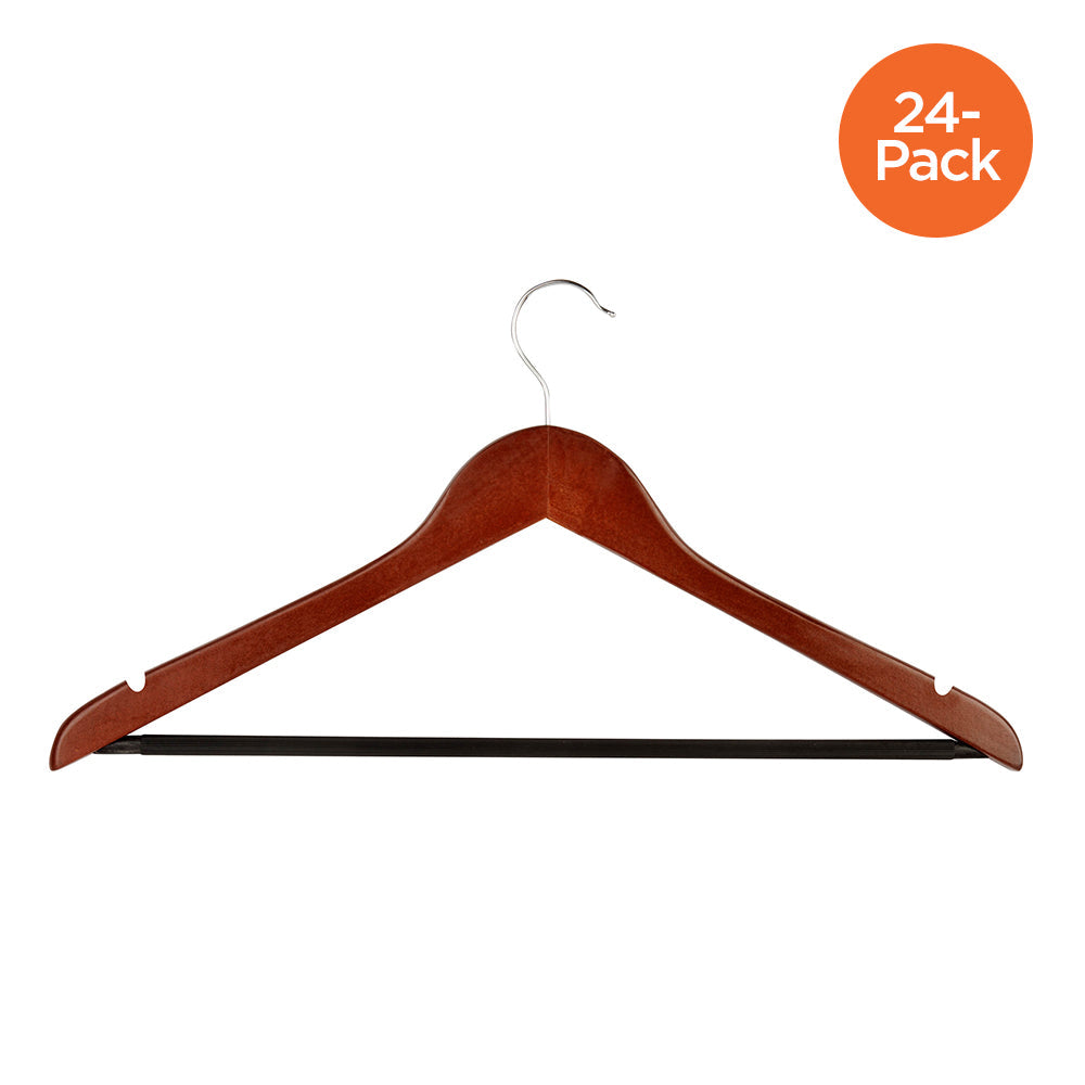 Cherry Finish Wood No Slip Suit Hangers 24 Pack