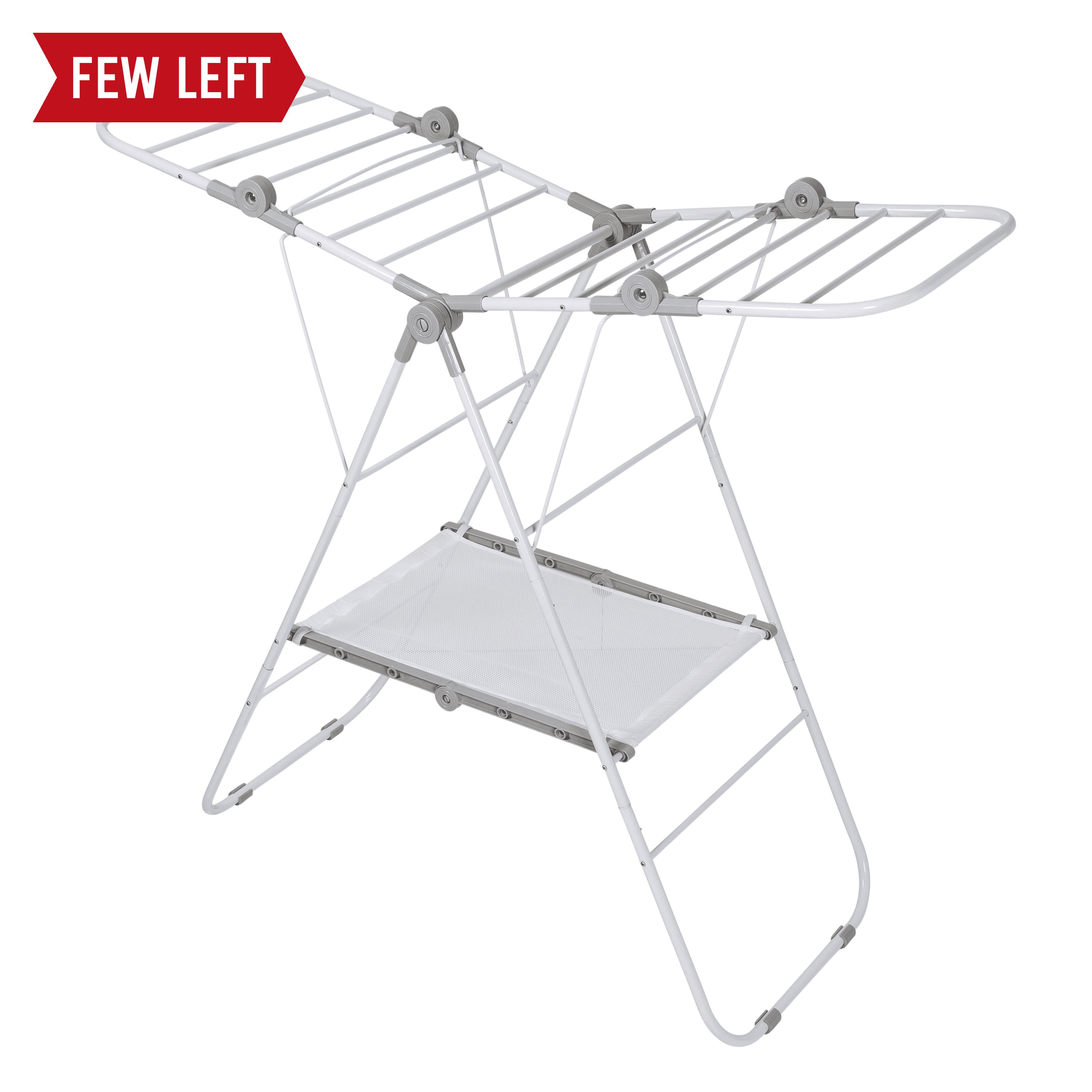White Narrow Folding Wing Clothes Drying Rack